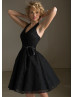 Lace Halter Neckline Short Bridesmaid Dress